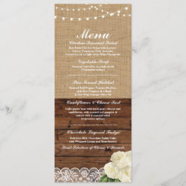 Menü Hochzeitsempfang Rose Burlap Wood Lace Einladung