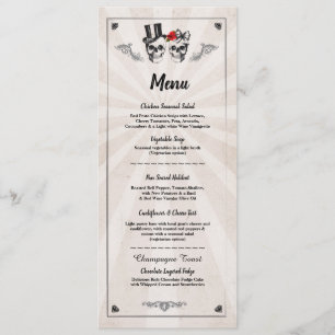 Menü Hochzeitsempfang Rustikale Skulls Rose Menus Einladung