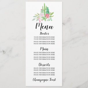 Menü Hochzeitskarten Kaktus Empfang Essen Kakteen Menükarte