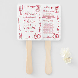 Menü Hochzeitsprogramm Handgezeichnetes whimsical Fächer