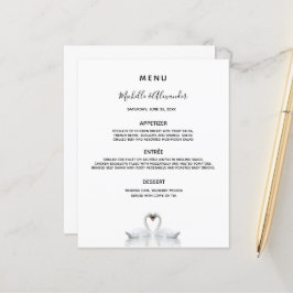 Menü Hochzeitstag Schwan-Paar weiß minimalistisch