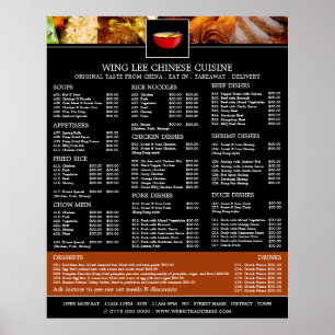 Menü im chinesischen Restaurant Poster
