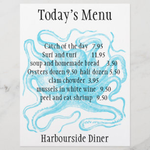 Menü im Meeresfrüchte-Restaurant