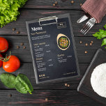 Menü im Restaurant | Schwarz-Foto-Menü F<br><div class="desc">Menü im Restaurant | Modernes Schwarz-Foto-Menü,  einfaches,  benutzerdefiniertes Logo und 4-Foto-Menüvorlage im modernen minimalistischen Stil auf schwarzem Hintergrund.</div>