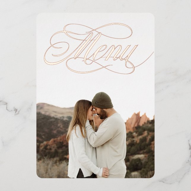 Menü im Vordergrund Foto Einladung (Vorderseite)