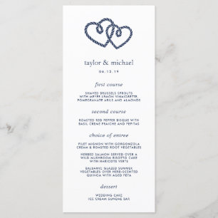 Menü-Karte "Knotted Hearts Wedding" Menükarte