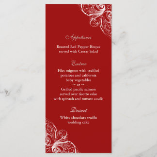 Menü-Karten für Hochzeiten Elegantes Monogramm Rot Menükarte