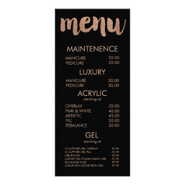 Menü-Karten für Schwarze & Bronze-Typografie Werbekarte