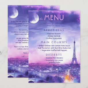 Menü + lieblicher Text Amour Éternel Menükarte