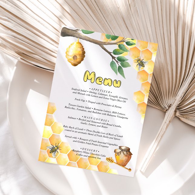 Menu Little Bee Baby Dusche Begleitkarte (Von Creator hochgeladen)