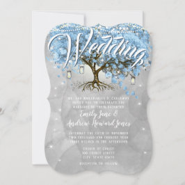 Menü Mason Jar Blue Heart Leaf Tree Wasserfarbe Einladung