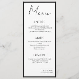 Menú Minimalista Bordes Negros Boda Elegante Menükarte