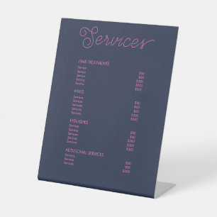 Menü "Modern Blue Hot Pink Salon Price List" Sockelschild