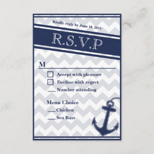 Menü "Nautical Zickzack Marine Blue UAWG" 2 Wahlmö RSVP Karte