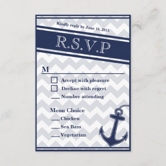 Menü "Nautical Zickzack Marine Blue UAWG" 3 Wahlmö RSVP Karte