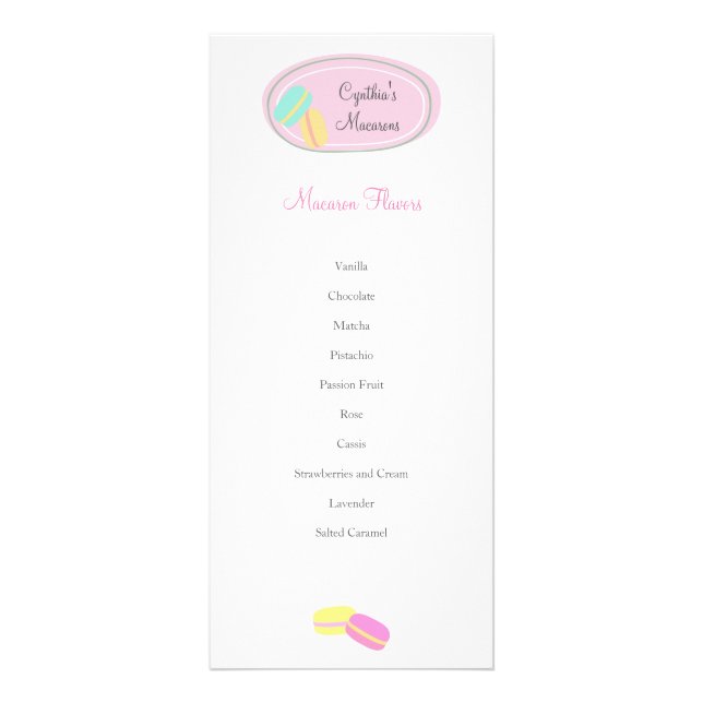 MENÜ "niedlich Macaron Business Rack Card" (Vorne)