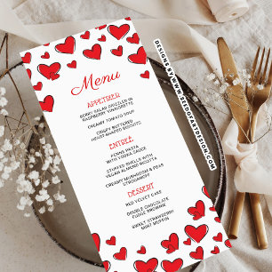 Menü "niedlich Red Hearts Valentinstag" Menükarte