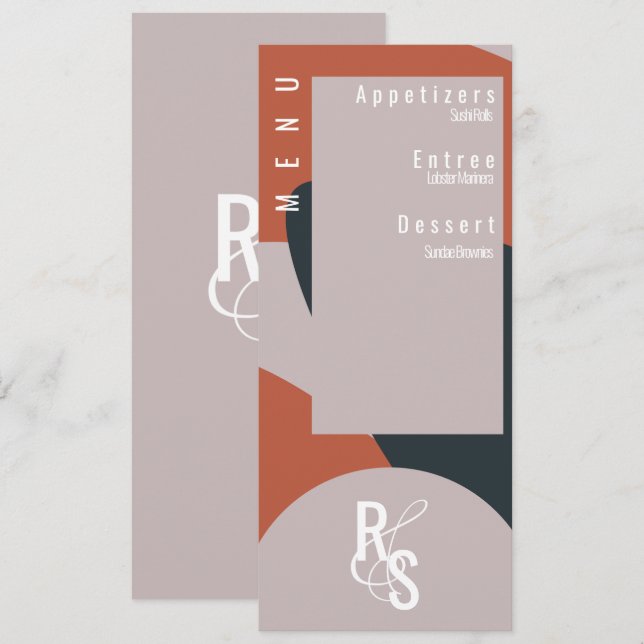 Menu Planner Terracotta Bio Hochzeit Einladung (Vorne/Hinten)