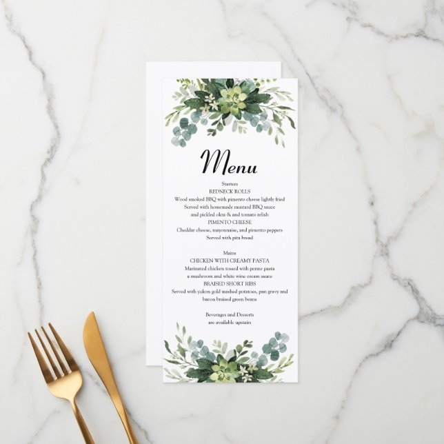 Menú Plano de vegetación Menükarte (Vorderseite/Rückseite Beispiel)