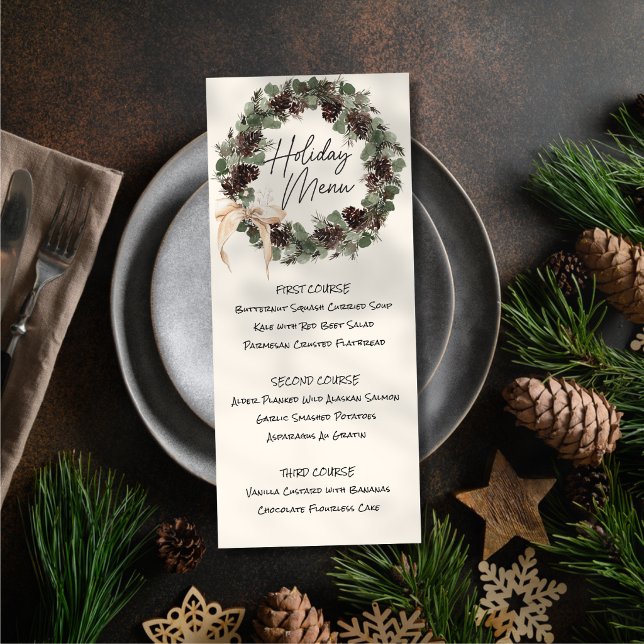 Menü "Printed Wreath Holiday" Einladung (Von Creator hochgeladen)