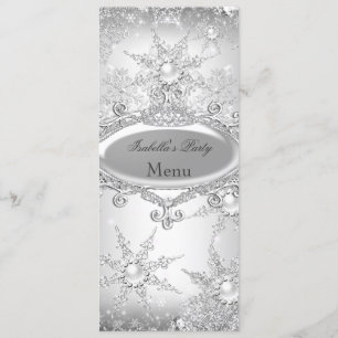 Menü Prinzessin Winter Wonderland Silberweiß Menükarte
