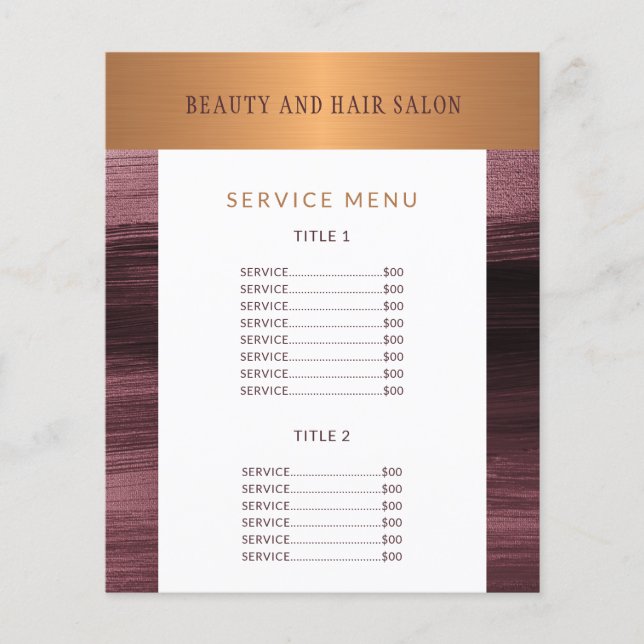 Menu promotional beauty salon flyer (Vorne)
