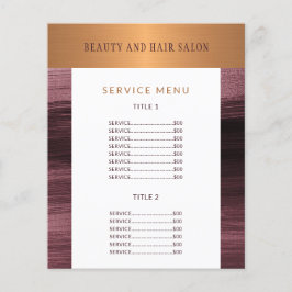 Menu promotional beauty salon flyer