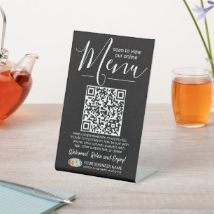Menü QR Code Generator & Business Logo Black Sockelschild