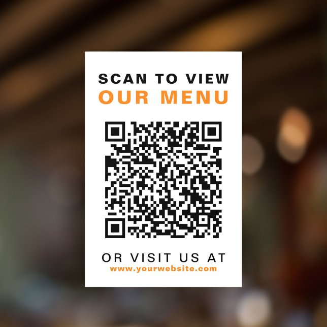 Menü QR Code Restaurant Café Fensteraufkleber (Menu QR Code Restaurant Cafe Window Cling)