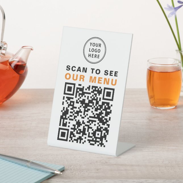 Menü QR Code Restaurant Café Logo Sockelschild (In SItu)