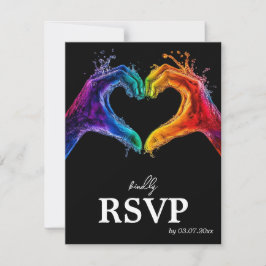 🌈❤️MENU +QR Heart of Pride Hochzeit RSVP Karte