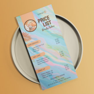 Menü "Rainbow Holographic Aesthetics Price List"