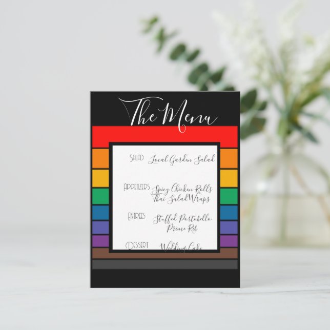 Menü "Rainbow Pride Color Block" Postkarte (Stehend Vorderseite)