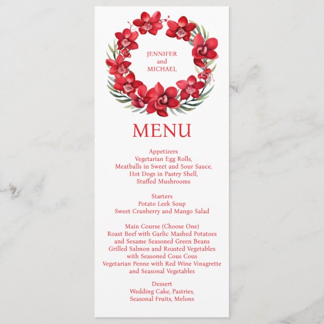 Menü "Red Orchids" Menükarte (Vorderseite)