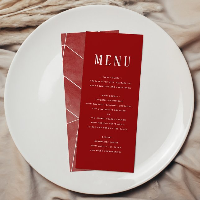 Menü "Red Watercolor Geometric Gala" Menükarte (Red Watercolor Geometric Gala Menu)