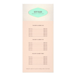 Menü "Retro Turquoise and Peach Price List"