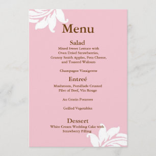 Menü "Rosa Damask Wedding" Menükarte