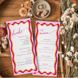 Menü "Rosa und Orange Wavy Border Brautparty"