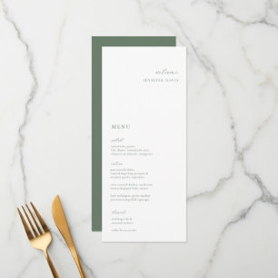 Menü "Sage Green Minimalistisch Wedding Platzkarte Menükarte
