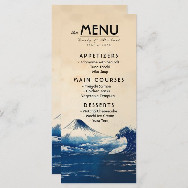 Menü + schöner Text Japonesque Harmonie mit Fuji Menükarte (Vorne/Hinten)