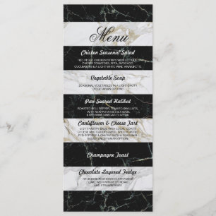 Menü Schwarz/Weiß Marmor Hochzeitskarte Einladung