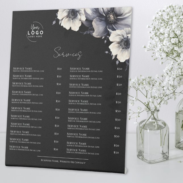 Menü "Schwarz-weiß Services" Sockelschild (Black White Services Menu Pedestal Sign)