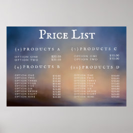 Menü "Service Price List" des benutzerdefinierten Poster