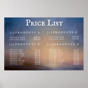 Menü "Service Price List" des benutzerdefinierten Poster