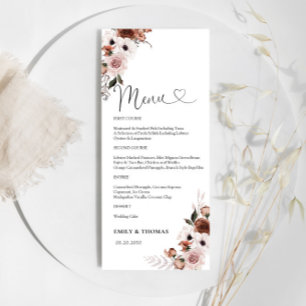 Menü "Silk Floral Brautparty" Menükarte