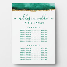 Menü "Smarald Green and Gold Watercolor Price" Fotoplatte