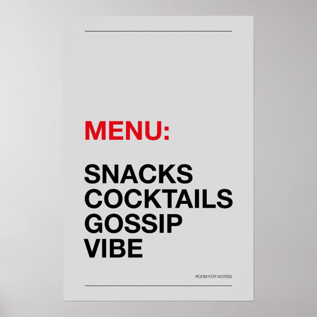 MENÜ: SNACKS – Lustiges Küchenposter Poster (Vorne)