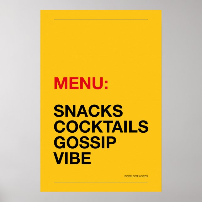 MENÜ: SNACKS – Lustiges Küchenposter Poster (Vorne)