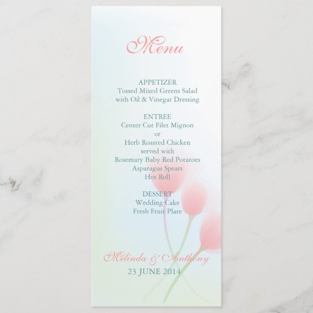 Menü "Spring Beauty" Menükarte (Vorderseite)