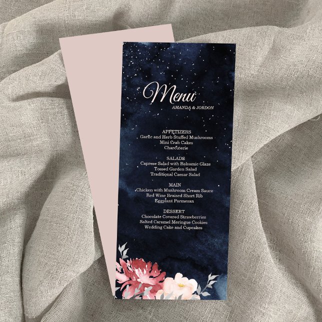 Menü "Starry Night Floral Wedding" Menükarte (Von Creator hochgeladen)